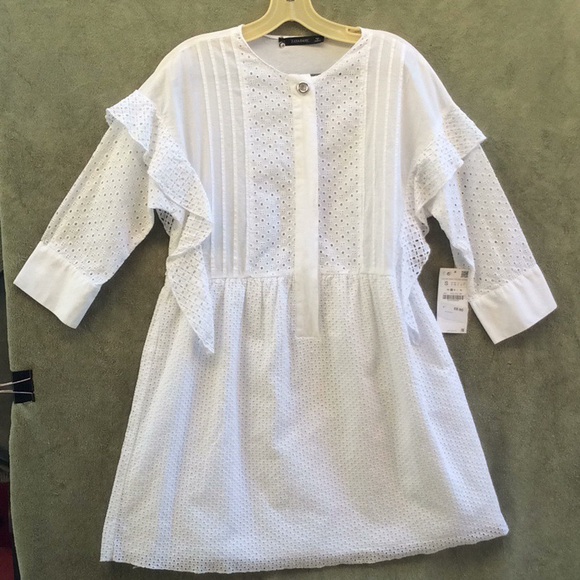 Zara Basic White Dress Size Small NEW Long Sleeves - Picture 1 of 6